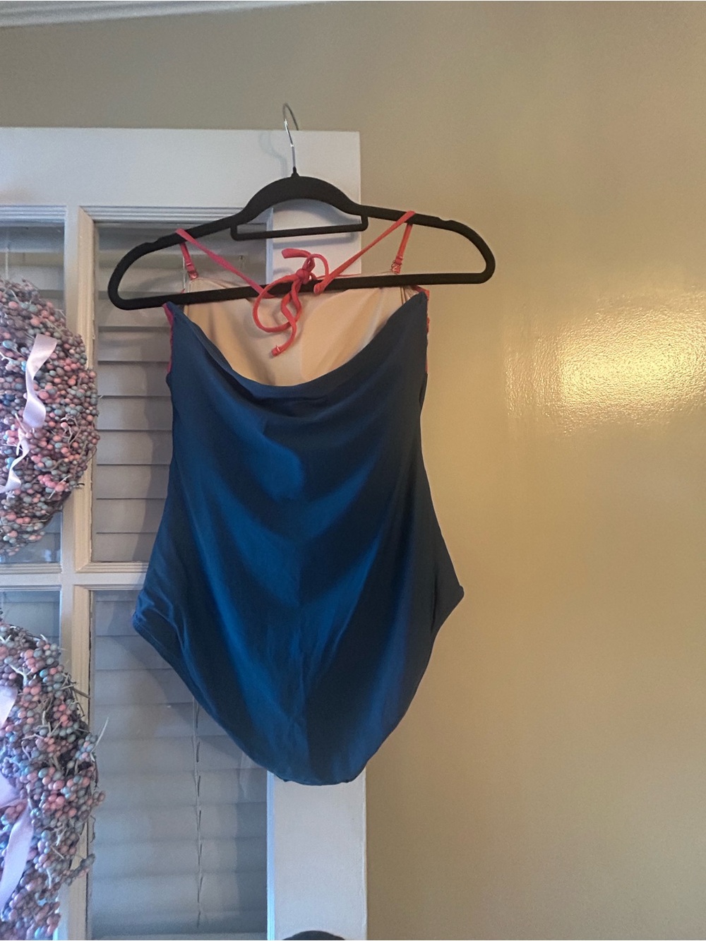 ALLIHOP Colorblock Red and Navy One-Piece Swimsuit - Picture 2 of 5